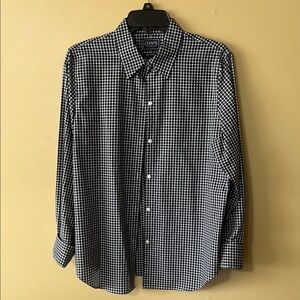 Chaps Black and White Casual Button Down Shirt